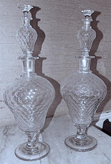 Pair of 18th Century French Pharmacy etched Glass Jars