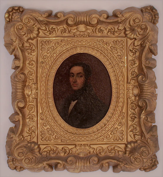 Oil on Tin, 18th Century Naples, Oval Painting of a Gentleman