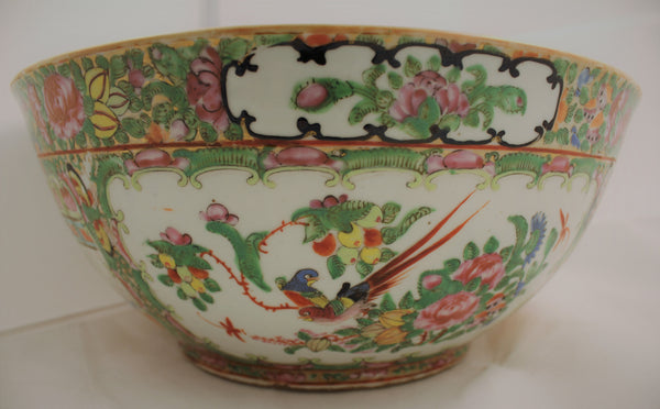 Antique 19th Century Chinese Porcelain Rose Medallion Bowl