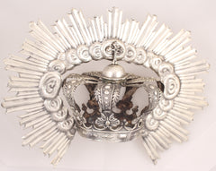 Impressive Virgin Crown, 19th Century Spain, Silver Plated German Silver