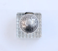 Miniature crystal and silver inkwell