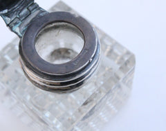 Miniature crystal and silver inkwell