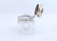 Sterling Silver and cut crysTal inkwell