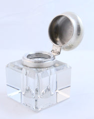 Sterling Silver and cut crystal inkwell