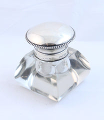 Sterling Silver and cut crystal inkwell