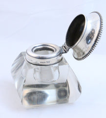 Sterling Silver and cut crystal inkwell