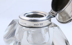 Sterling Silver and cut crystal inkwell