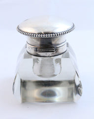 Sterling Silver and cut crystal inkwell