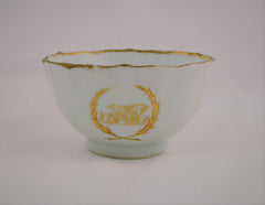 18th Century Chinese Export White and Gold Plate and Bowl