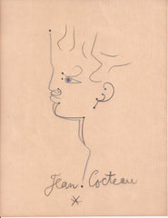 Cocteau, Jean; Original Signed Crayon Drawing  Title "Antinous" 1957