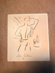 Cocteau, Jean; Drawing of a Man in the Beach, signed