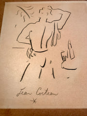 Cocteau, Jean; Drawing of a Man in the Beach, signed