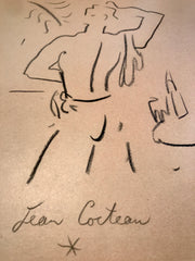 Cocteau, Jean; Drawing of a Man in the Beach, signed