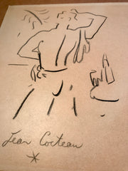 Cocteau, Jean; Drawing of a Man in the Beach, signed