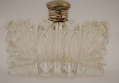 19th Century French Crystal and Silver Contoured Perfume Scent Bottle