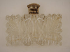 19th Century French Crystal and Silver Contoured Perfume Scent Bottle