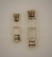 Two Double Sided Crystal and Sterling Silver Bottles