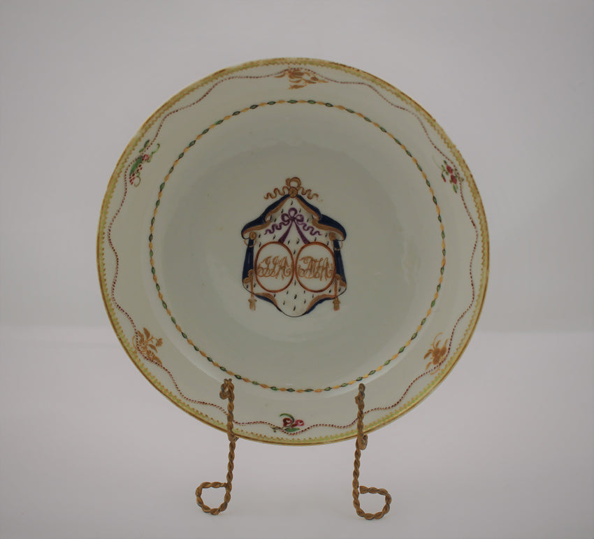 Chinese Export  Armorial "Marriage" Design Saucer