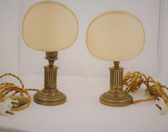 Antique Candle Stands Transformed into Tiny Lamps, Pair