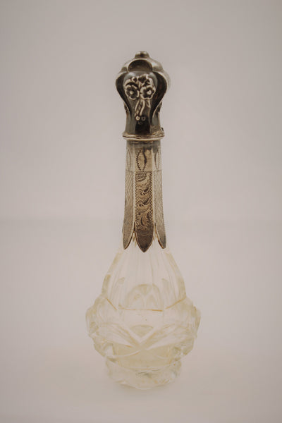 19th Century French Crystal and Silver Perfume Scent Bottle