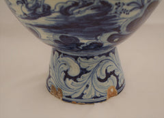 Talavera de la Reina Blue and White Amphora with Lions