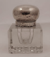 Crystal and Sterling Silver Inkwell, 19th Century England