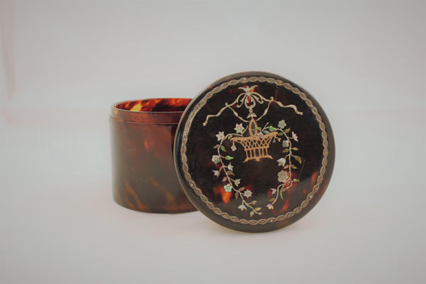 19th Century English Round Trinket Box