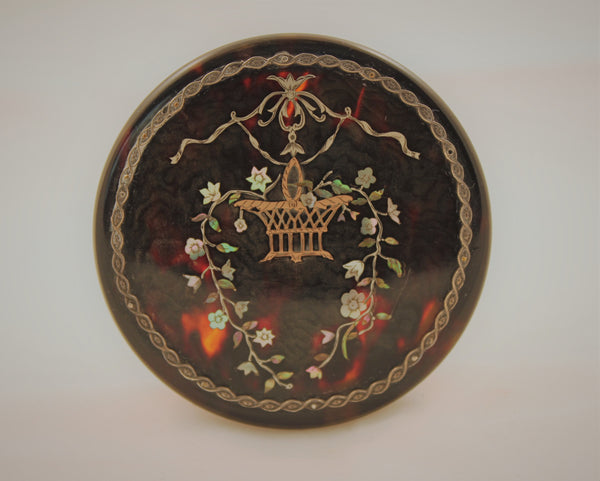 19th Century English Round Trinket Box