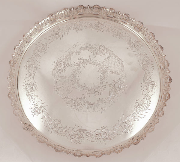 Sterling Silver Round Footed Tray with Gallery Rim, Topazio Portugal