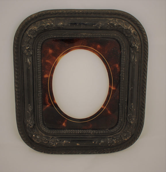 Gesso and Wood Frame with "Tortoiseshell" design painted glass