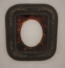 Gesso and Wood Frame with "Tortoiseshell" design painted glass