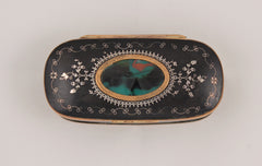 Exquisite Wooden Trinket Box with Silver Piqué Work and Glass Top