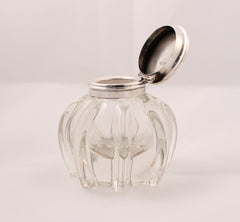 English Crystal Inkwell with Sterling silver cap