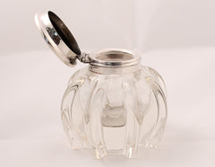 English Crystal Inkwell with Sterling silver cap