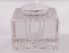 Antique crystal Inkwell with sterling Silver cap