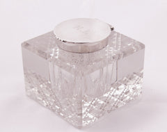 Antique crystal Inkwell with sterling Silver cap