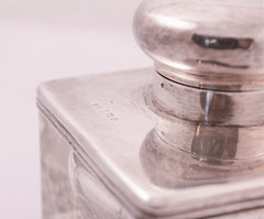 Antique Heavy Crystal inkwell with sterling  sikver cap.