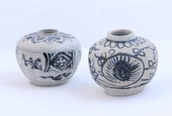 Impeccable Blue and White Hoi An Hoard Inkwells (set of 2)