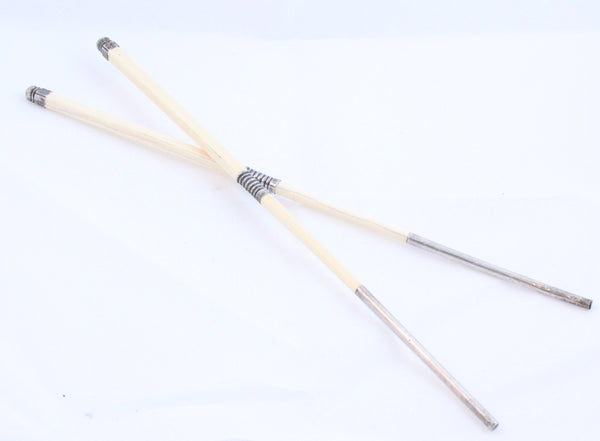 Antique Bone and Sterling Silver Chopsticks, set of 3 pairs