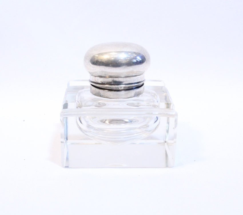 Sterling Silver and Crystal Inkwell