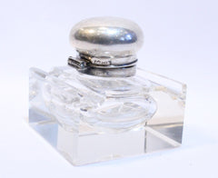 Sterling Silver and Crystal Inkwell