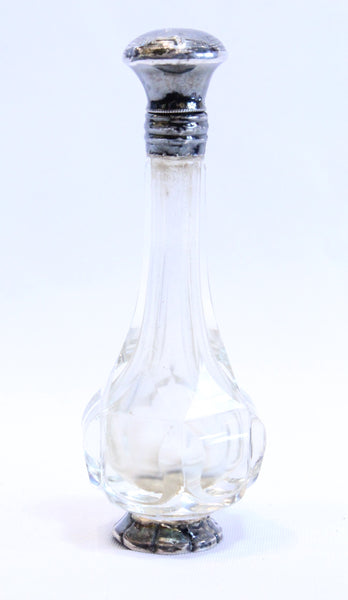 Crystal and Silver Perfume Scent Bottle