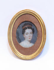 Miniature Painting of a Young Woman with a Red Hairband, French School, circa 1810