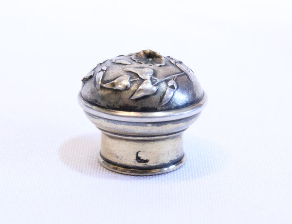 Early 20th Century Crystal Perfume Scent Vial with Gold Plated Silver Cap, Stamped