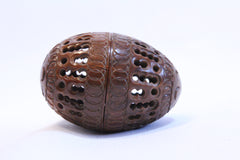 Corozo Wood Egg shaped Rosary Case, 19th Century France