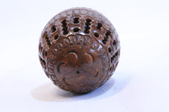 Corozo Wood Egg shaped Rosary Case, 19th Century France