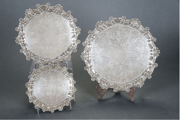 Sterling Silver Trays, marked Montejo (set of 3)