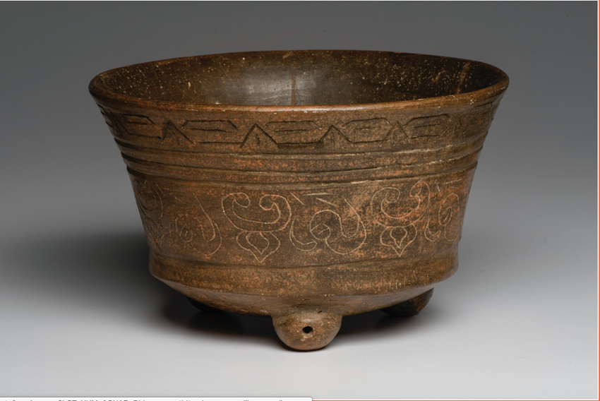 Maya Grayware Tripod Bowl, Ca. 500-800 A.D.