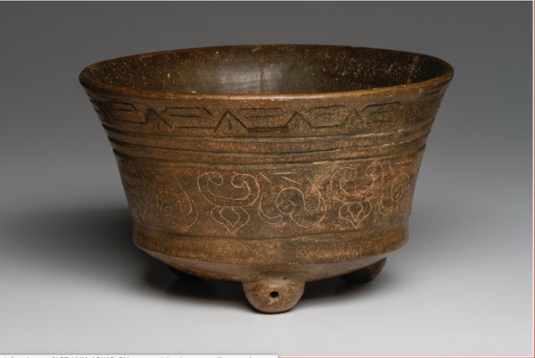 Maya Grayware Tripod Bowl, Ca. 500-800 A.D.