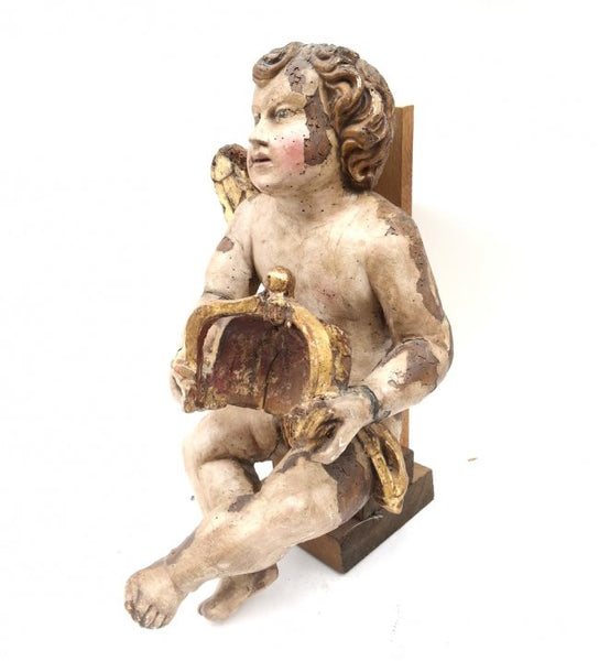 Carved and Painted Cherub, 19th Century, Italy